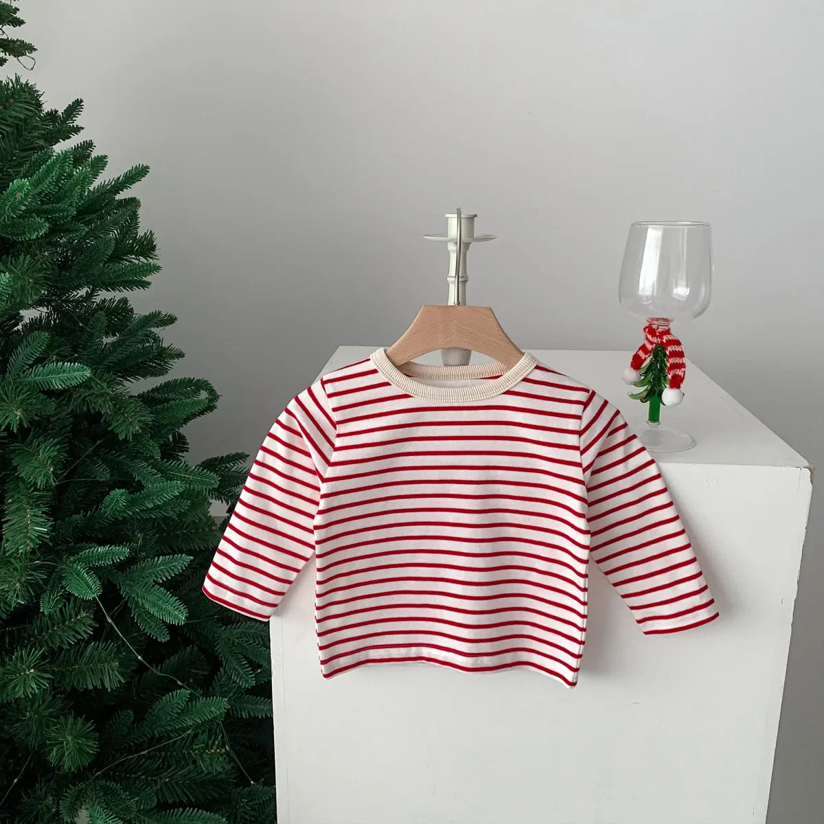 Yellow striped cotton short sleeve T-shirt for infants, bright and fun unisex wear.