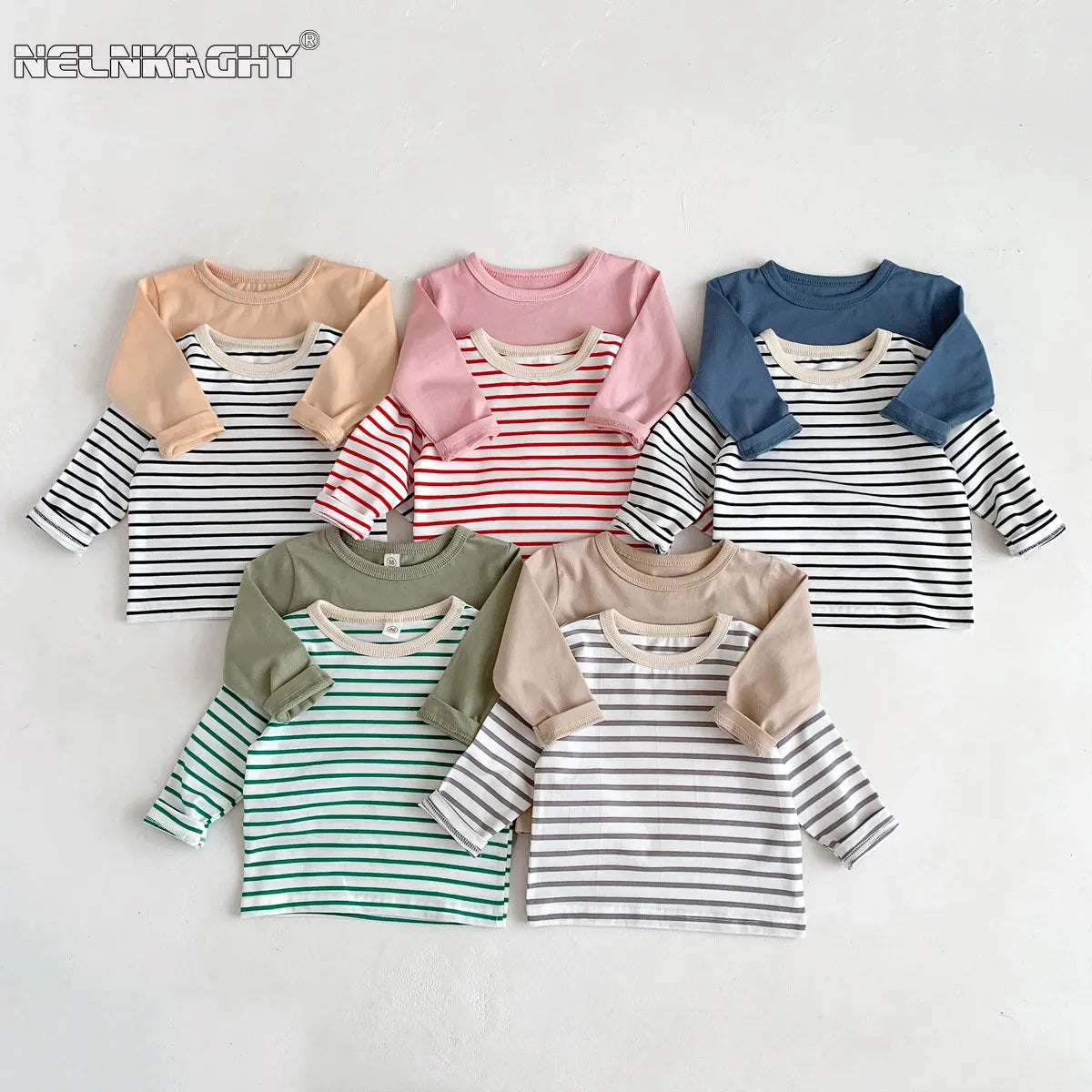 Infant plain cotton short sleeve T-shirt, yellow, comfortable unisex baby clothing.