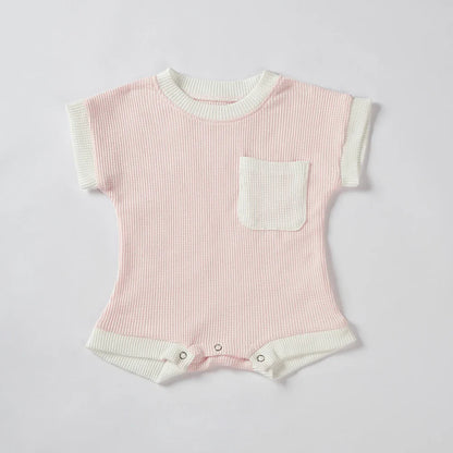 Baby fashion outfit: cotton waffle knit romper, unisex, perfect for summer
