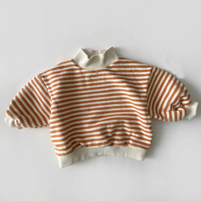 Unisex baby clothes: striped high-neck sweatshirt, practical & cute