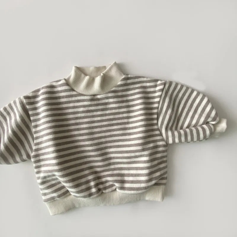 Kid's high-neck striped long-sleeve, comfortable for all-day play