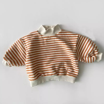 Kid's casual striped high-neck sweatshirt, ideal for everyday wear