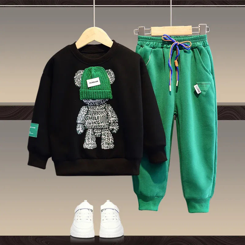 Infant unisex cotton blend two-piece casual outfit, perfect for both winter and spring weather
