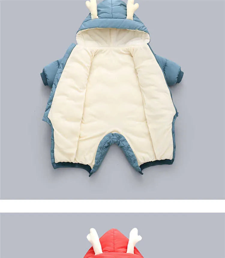 Baby Unisex Winter Hooded Snowsuit Jumpsuit