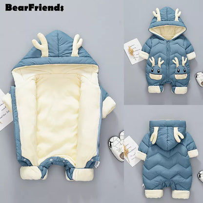 Baby Unisex Winter Hooded Snowsuit Jumpsuit