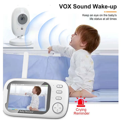 Side view of the 3.5-inch LCD baby monitor parent unit, sleek and ergonomic design.