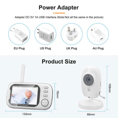 Parents interacting with the baby monitor's features, ensuring child safety.