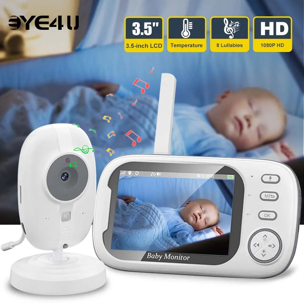 Wireless baby video monitor camera with infrared LEDs for crisp night vision.