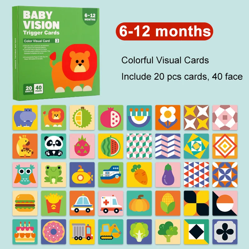 Pack of durable baby vision development cards, perfect for daily infant learning and sensory exploration