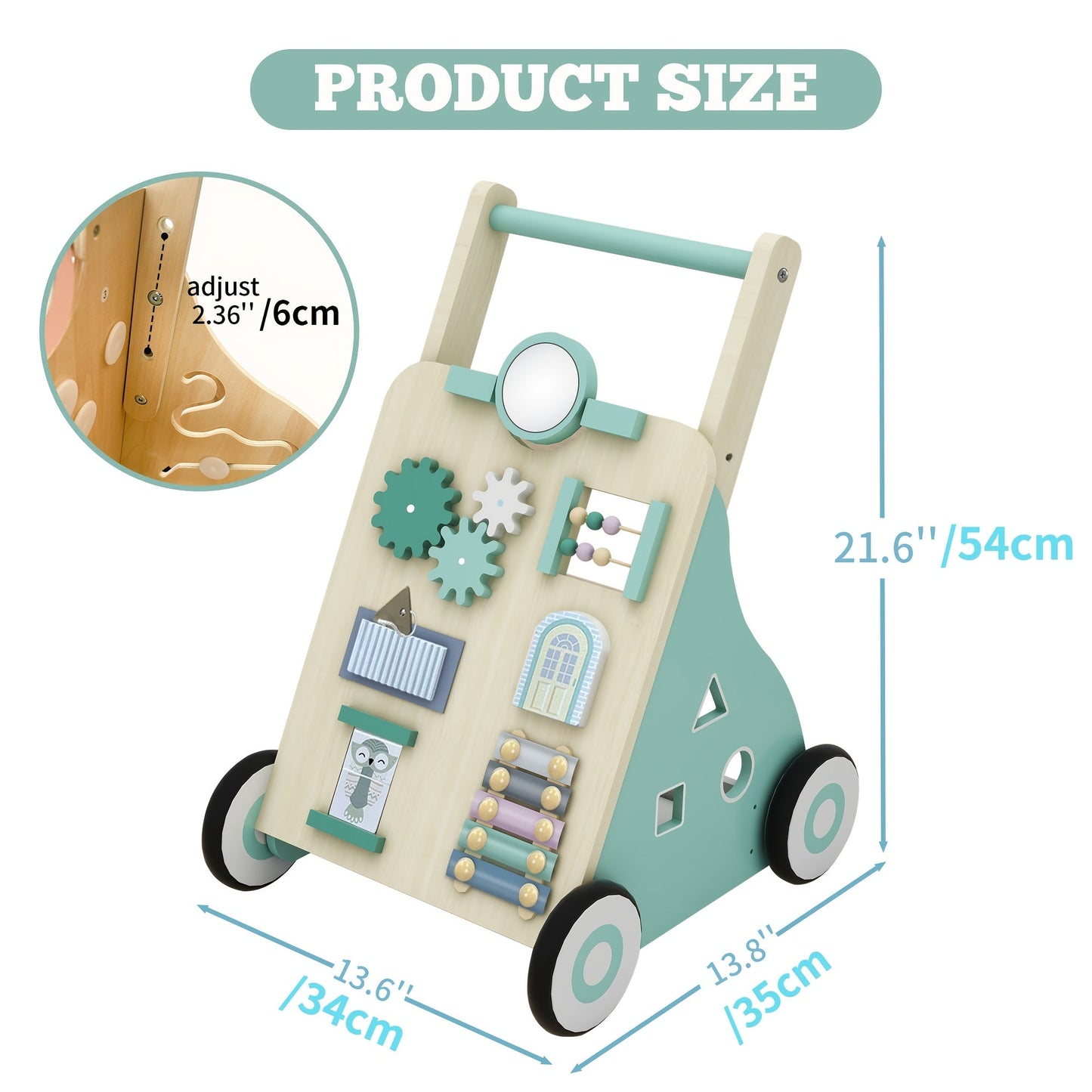 Push walker for babies with engaging activities, supporting motor skills and early learning.