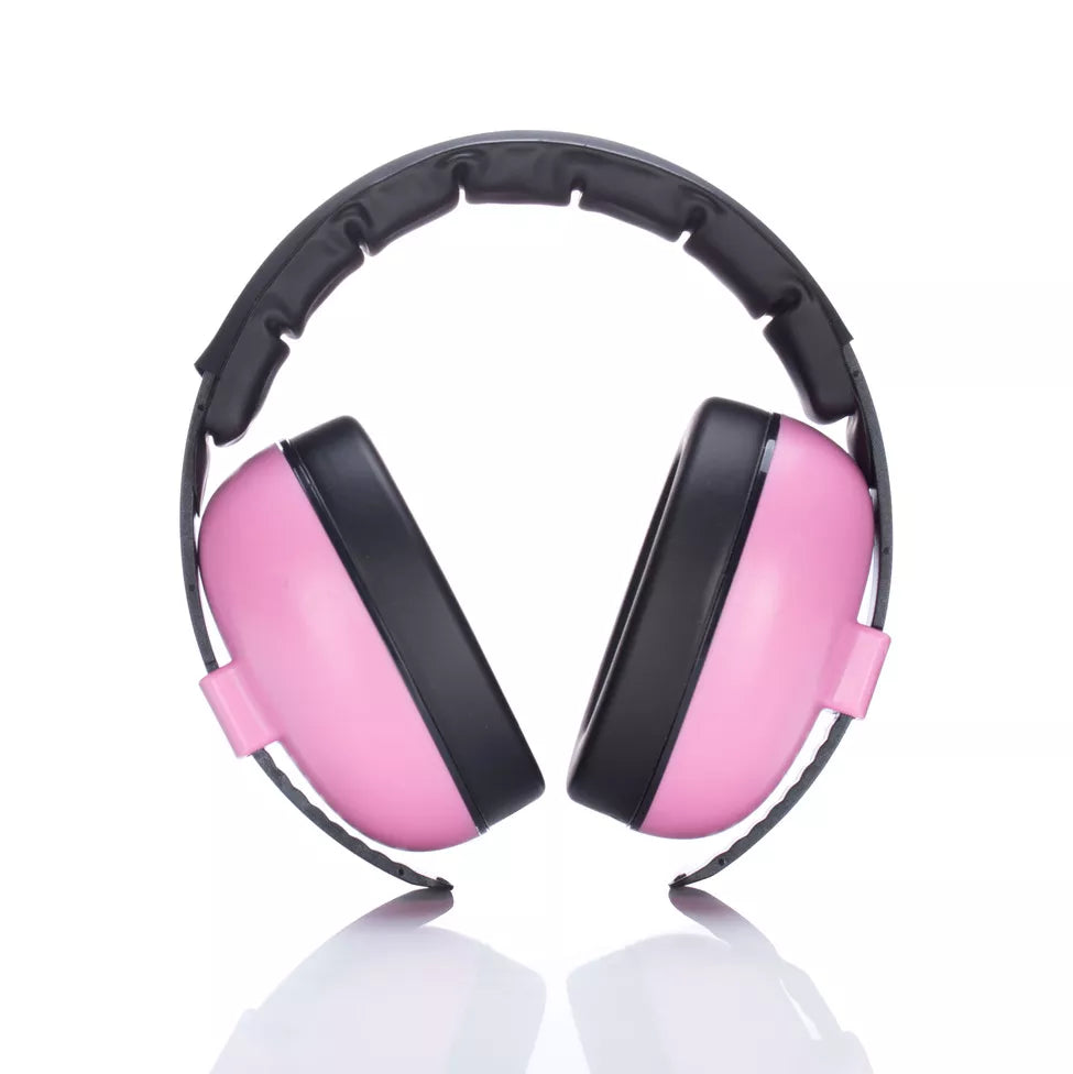 Baby safety earmuffs in a serene white, ideal for peaceful sleep at home or outdoors.