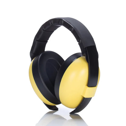 Portable baby gear: noise cancelling earmuffs with adjustable strap, suitable for growing babies.
