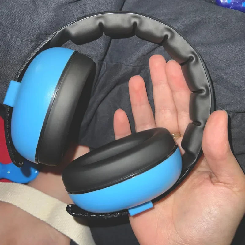 Close-up of soft, adjustable headbands on baby noise cancelling earmuffs, emphasizing comfort.