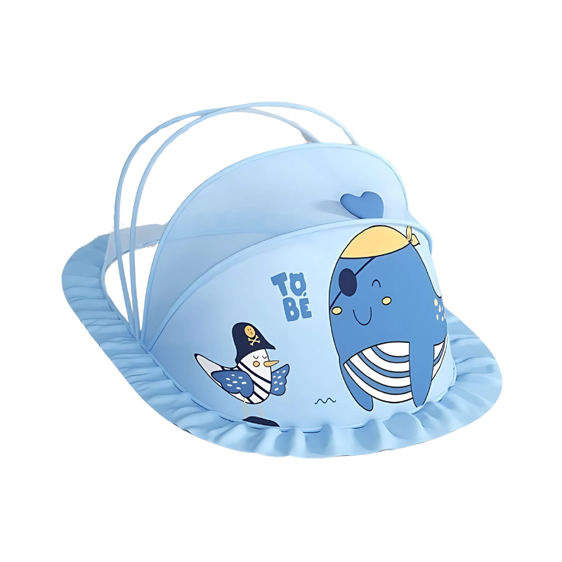 Baby Whale Mosquito Net for safe sleep. Portable crib cover for infants, outdoor and travel.