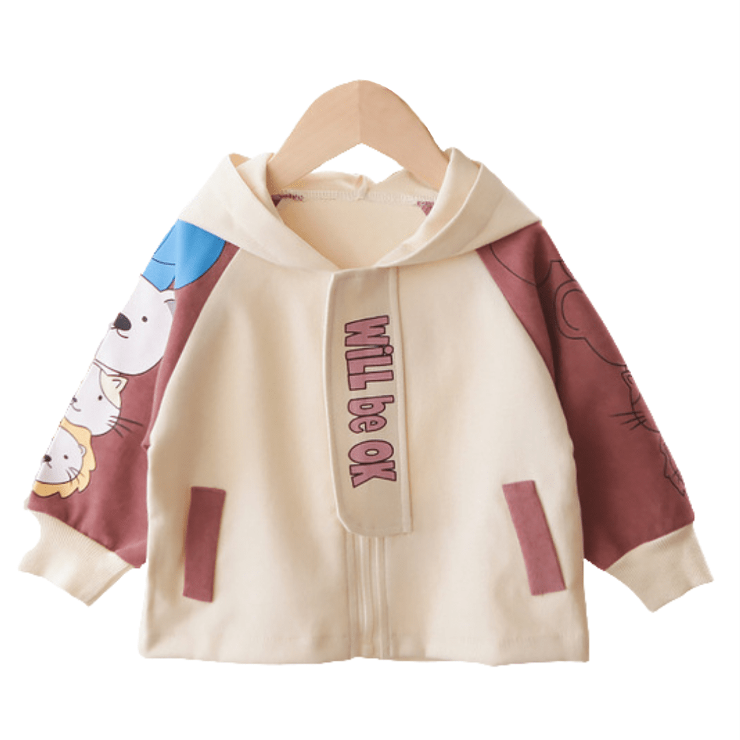 Unisex toddler 'Will Be Ok' zipper jacket, comfortable cotton outerwear for everyday kids wear