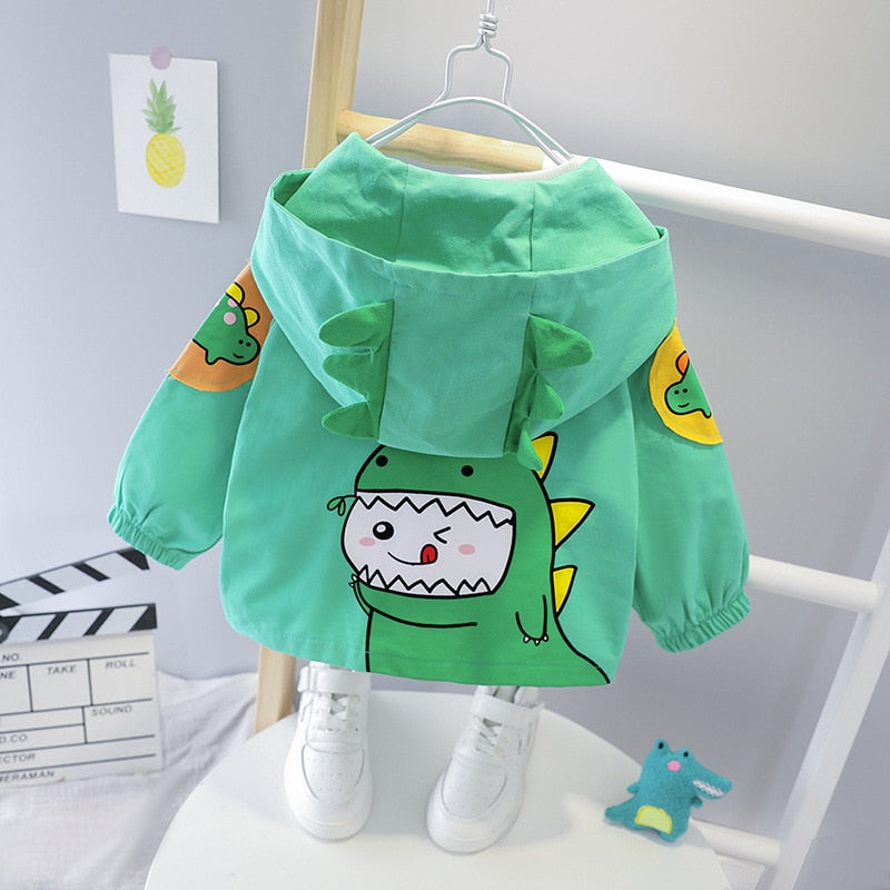 Back view of 'Will Be Ok' baby hooded jacket, pure cotton for ultimate toddler comfort