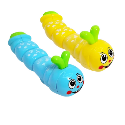 Close-up of a colorful wind-up crawling toy, engaging baby's senses and encouraging movement.