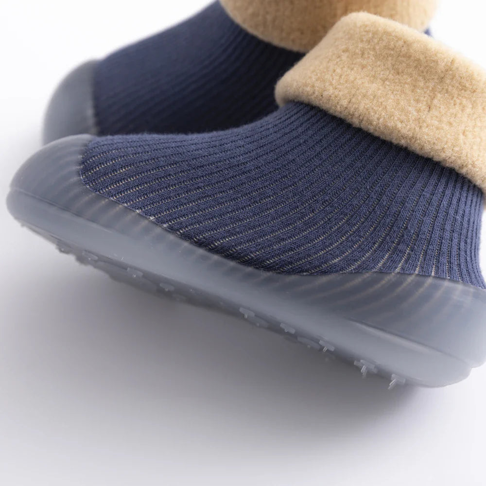 Baby knitted sock shoes, flexible soft sole, plush interior