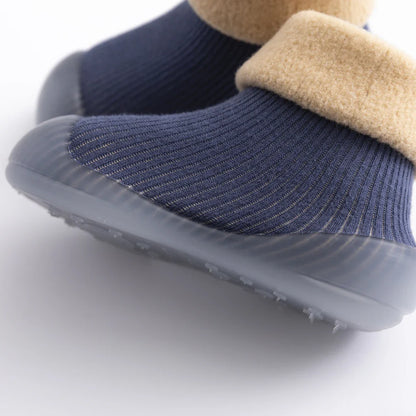 Baby knitted sock shoes, flexible soft sole, plush interior