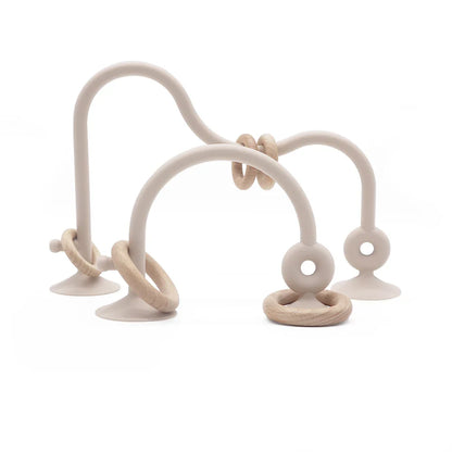 Gift set with wood ring silicone teether and other baby essentials, perfect for new parents, eco-friendly