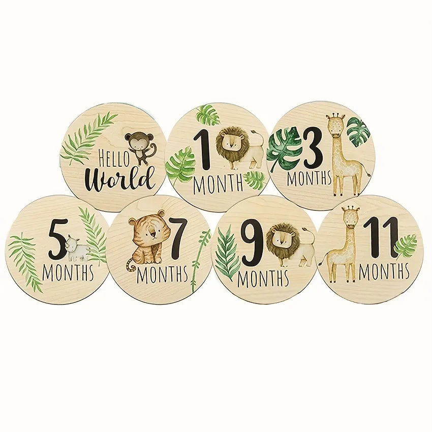 Baby wooden monthly milestone cards set, perfect newborn photo props and keepsake
