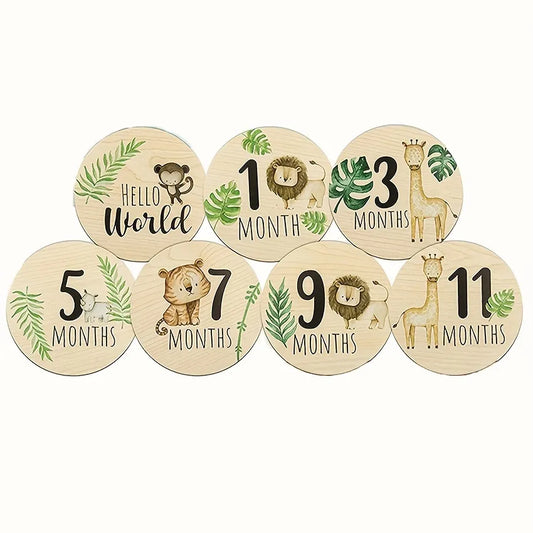 Baby wooden monthly milestone cards set, perfect newborn photo props and keepsake