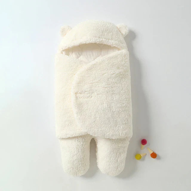 Warm baby fleece swaddle for newborn, great for chilly days.