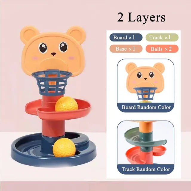 Full view of BambinoBoost Baby Slide and Stacking Play Set, a complete baby toy for sensory and developmental play
