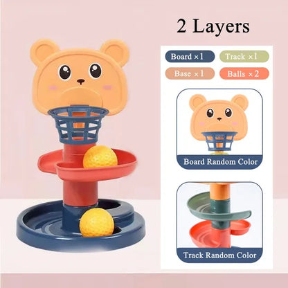 Full view of BambinoBoost Baby Slide and Stacking Play Set, a complete baby toy for sensory and developmental play