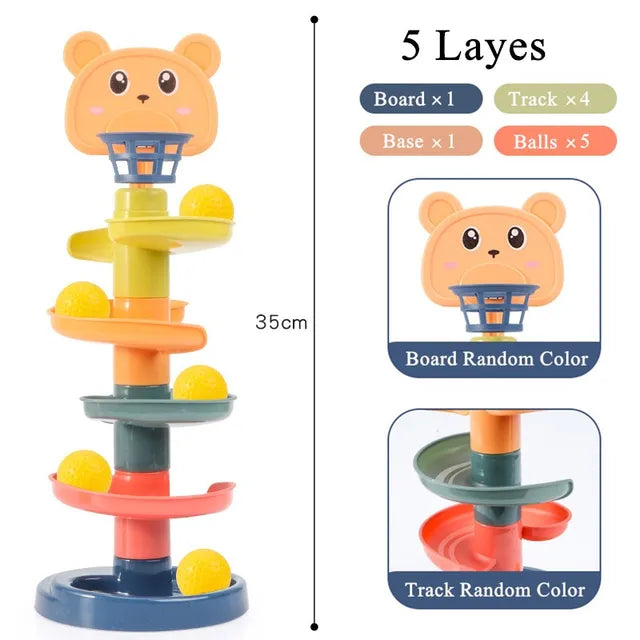Montessori-inspired BambinoBoost Baby Slide and Stacking Play Set, an educational toy promoting toddler motor skills