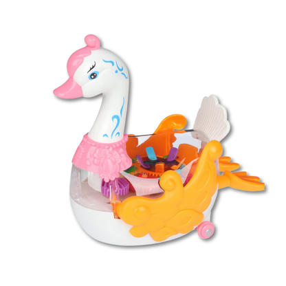 Childrens entertainment: glowing dancing swan toy, a battery-operated musical sensory experience