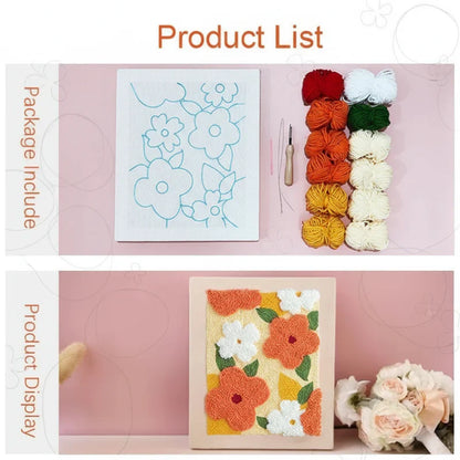 Floral pattern embroidery kit for beginners, promoting handmade crafts and creative expression