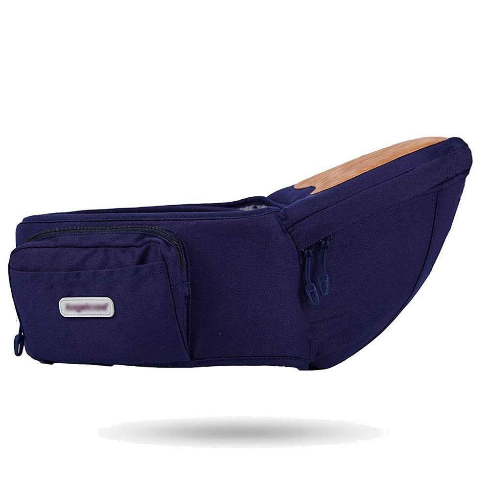Comfortable black hip seat baby carrier with lumbar support for parents, ideal for toddler transport