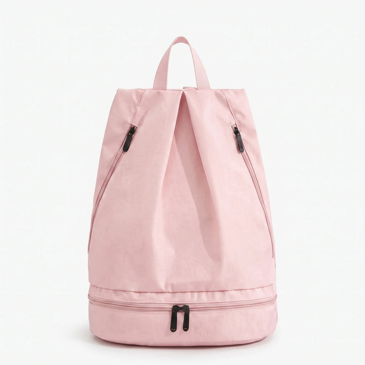 Ergonomic beige water-repellent adventure backpack, comfortable straps for long hikes & travel.