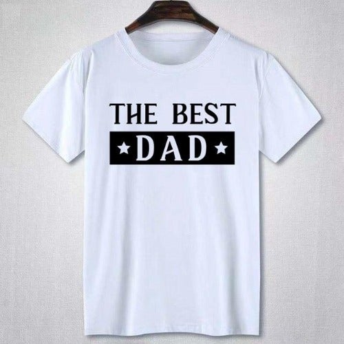 Cute baby one-piece with 'Best Dad' design, white cotton blend, excellent for family matching clothing