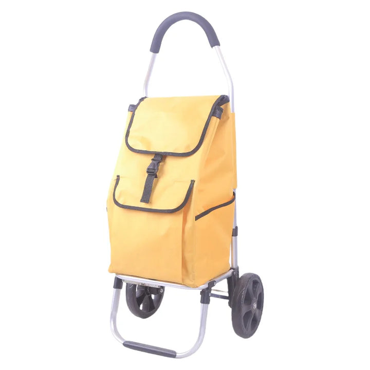CarryEase Foldable Shopping Trolley in black, a lightweight and portable grocery cart solution.