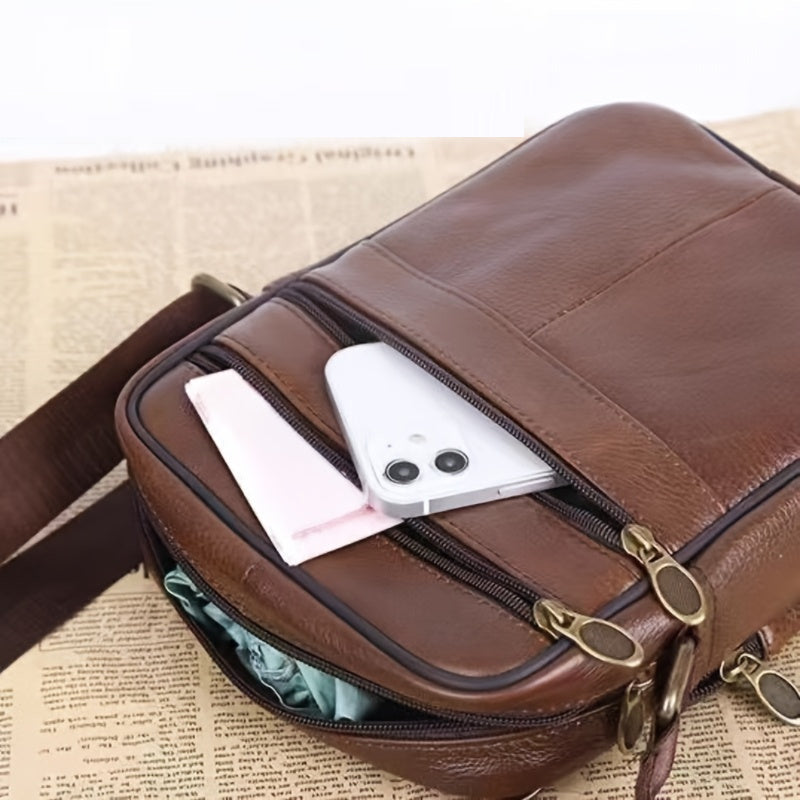 Coffee men's shoulder bag, a compact everyday carry accessory for essentials. Great men's bag.