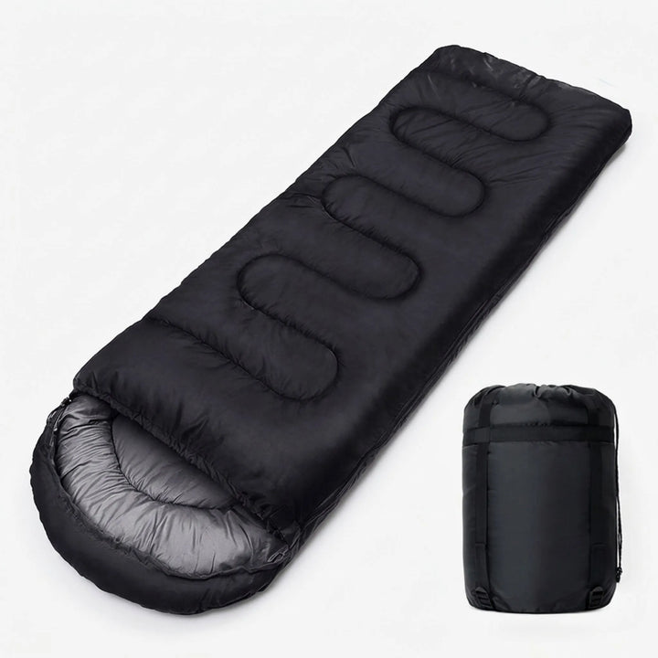 Compact ultralight sleeping bag, perfect for backpacking and camping adventures. Easy to carry outdoor gear.
