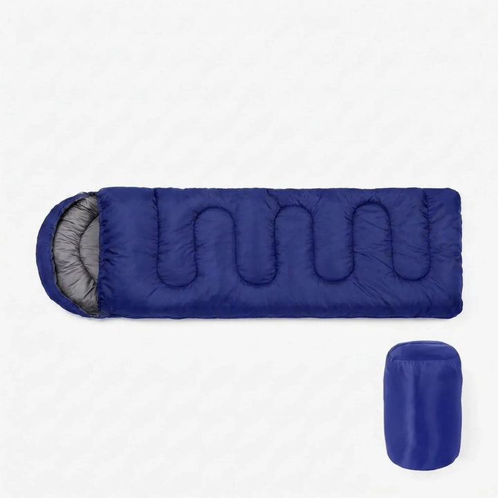 Durable, black ultralight sleeping bag for comfortable camping and hiking. Essential outdoor backpacking gear.