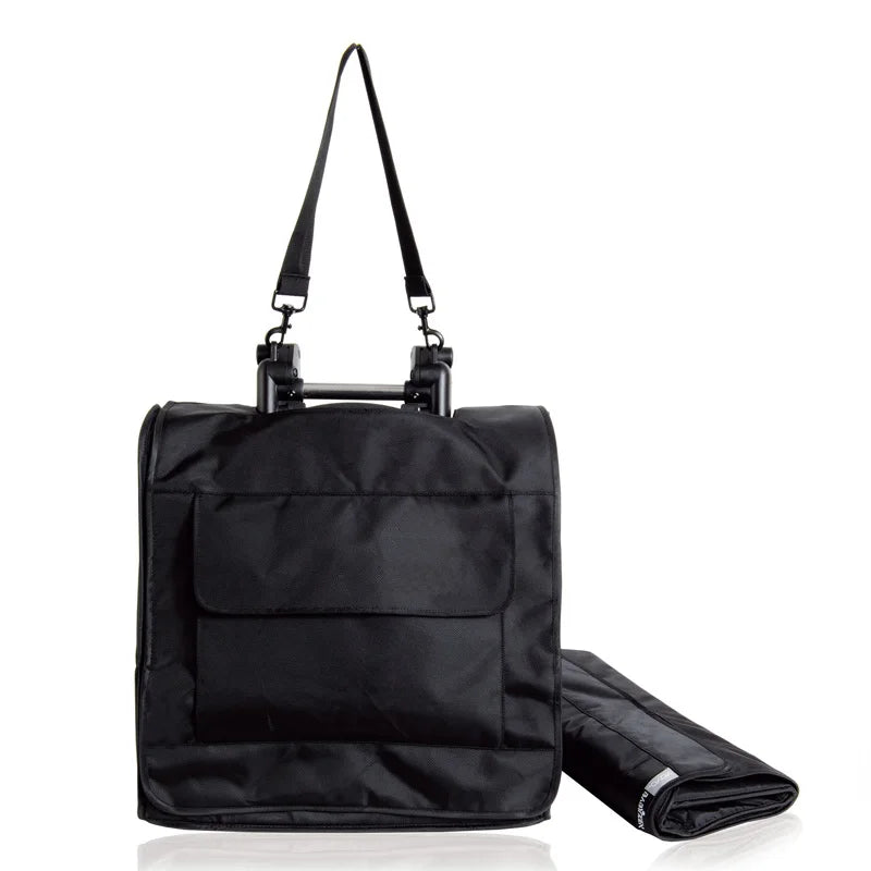 Black universal stroller travel bag backpack for easy transport, baby gear storage