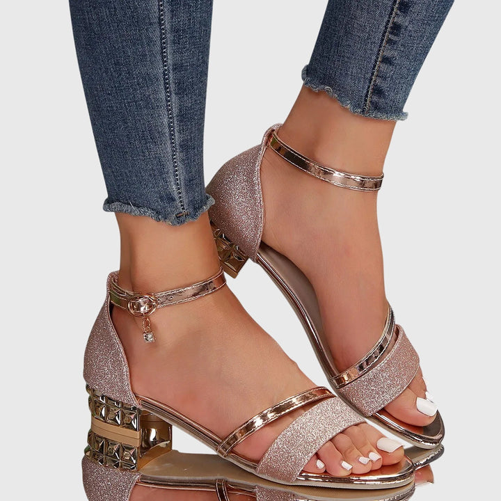 Breathable women's orthopedic heeled sandals with ergonomic design, adjustable fit, & arch support for summer comfort.