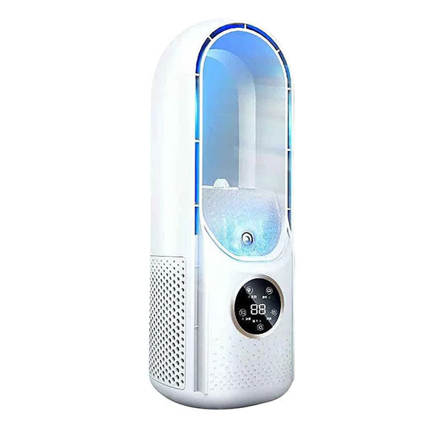 Blade-free silent portable air conditioner for home & office, providing cool comfort with USB power.