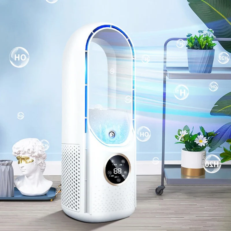 Blade-free personal portable air conditioner for a silent, refreshing breeze in your home or office.