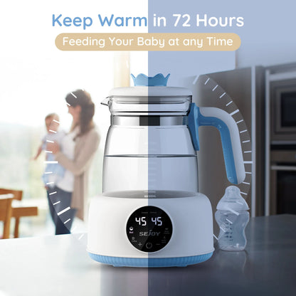 Electric bottle warmer, blue, 1.2L capacity, quickly heats infant milk and formula