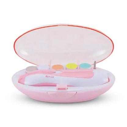 Blue baby electric nail trimmer kit for safe infant manicure and gentle grooming.