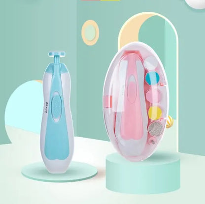 Safe nail care for infants: a pink electric nail trimmer designed for sensitive baby nails.