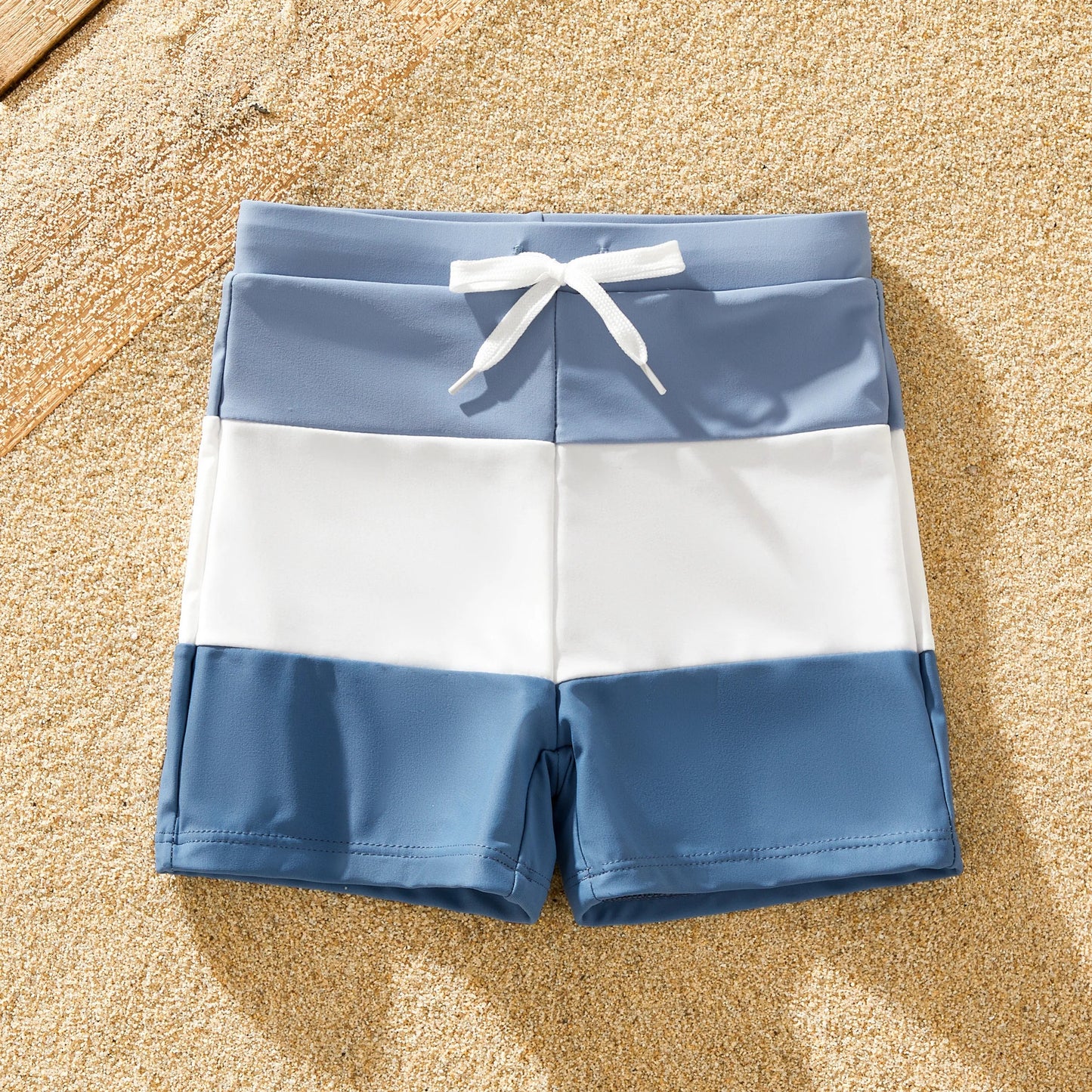 Coordinated blue swimwear for family, nylon spandex blend for comfort and style