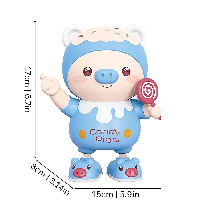Pink interactive dancing pig toy for toddlers, a fun light-up musical children's toy.