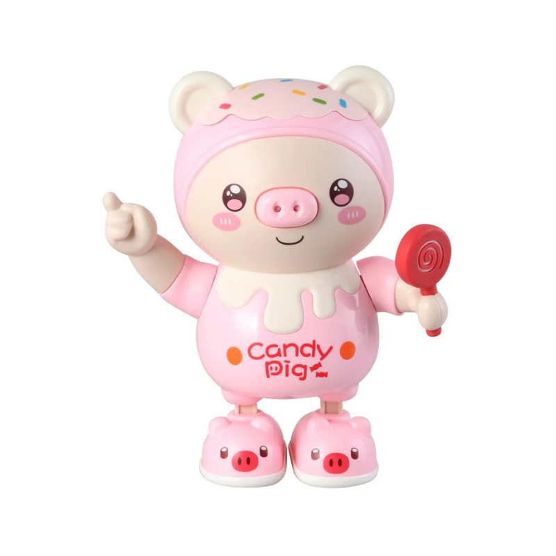 Educational blue dancing pig toy, an interactive musical toy for children's developmental play.