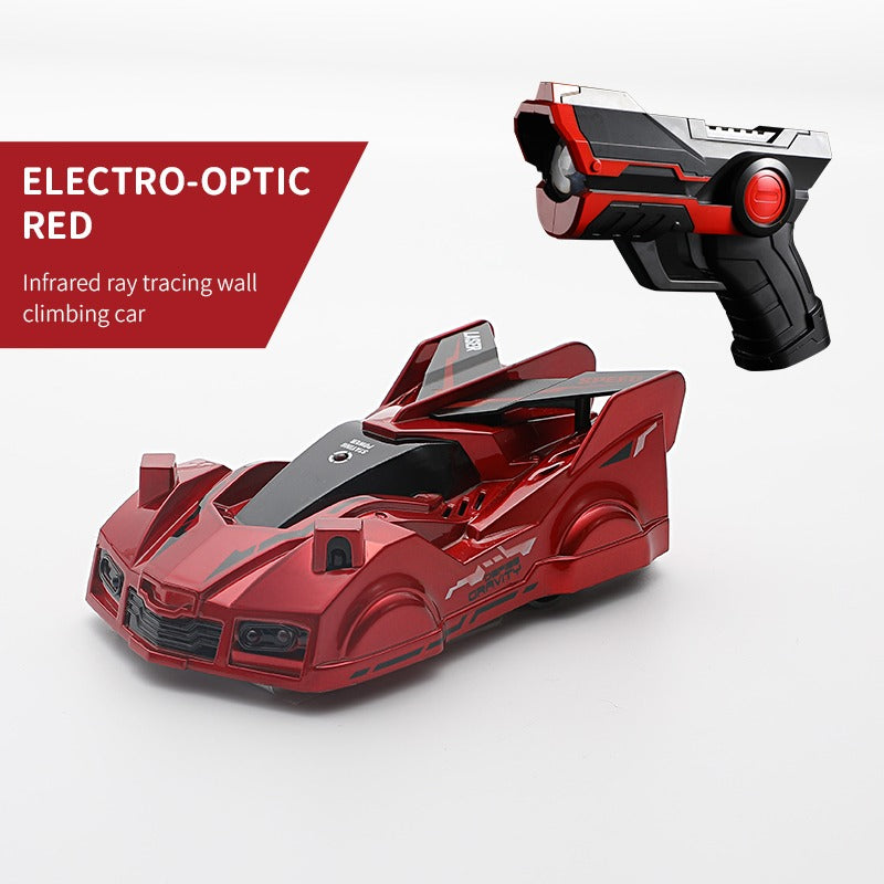 Durable blue kids' remote control car designed for wall and ceiling climbing